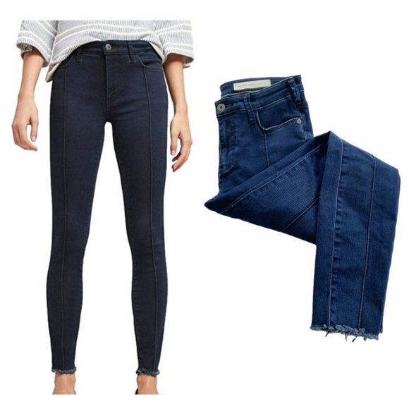 Anthropologie Denim - Anthro Pilcro Dark Mid Rise Skinny Raw Hem Jeans